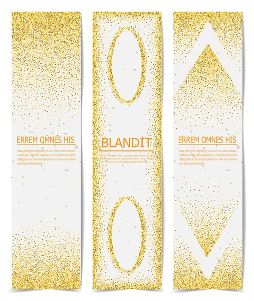 L'or scintille sur fond blanc, bannières. Bannière or . — Image vectorielle