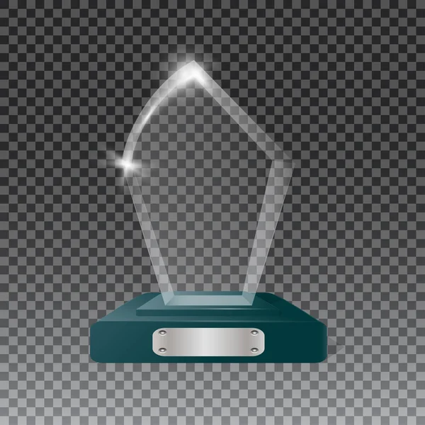 Glass trophy awards vector illustration. The transparent trophy for award
