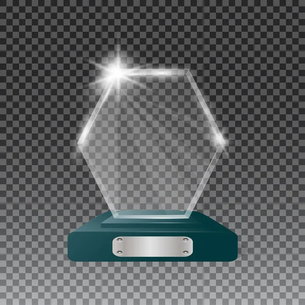 Trophée de verre récompense l'illustration vectorielle. Le trophée transparent pour l'attribution — Image vectorielle