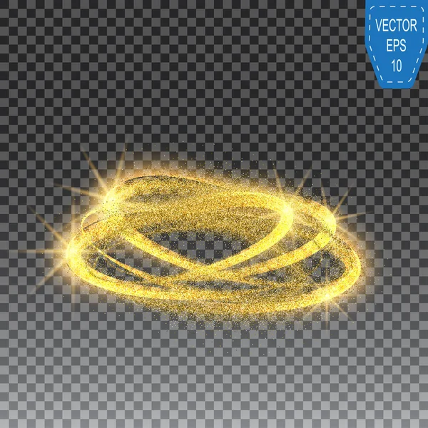 Guld glitrende stjerne støv cirkler. Twinkling ellipse på ternet baggrund, vektor illustration – Stock-vektor
