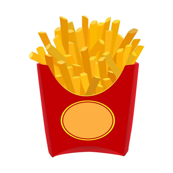 Pommes frites box ikon över vit bakgrund. snabbmat-konceptet. färgstark design. vektorillustration — Stock vektor