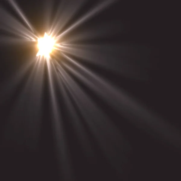 ベクトル透明太陽光特殊レンズフレアライト効果。光線とスポットライト付きの太陽のフラッシュ — ストックベクタ