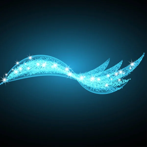 Illustration vectorielle du fond abstrait bleu avec des lignes courbes floues de lumière néon magique — Image vectorielle