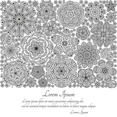 Tebrik kartı veya şablon stilize çiçeklerle. Vektör çizim.