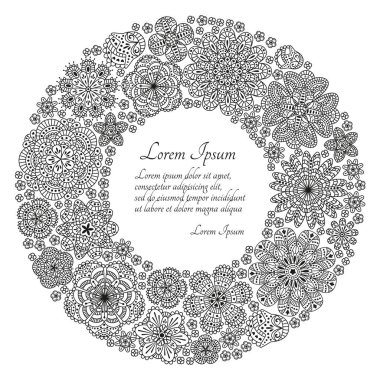 Tebrik kartı veya şablon stilize çiçeklerle. Vektör çizim.