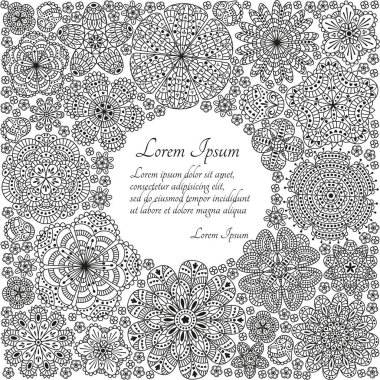 Tebrik kartı veya şablon stilize çiçeklerle. Vektör çizim.