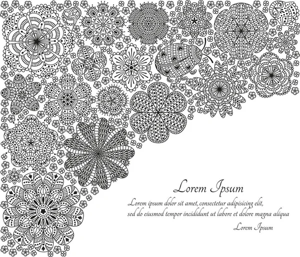 Tebrik kartı veya şablon stilize çiçeklerle. Vektör çizim.