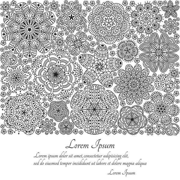 Tebrik kartı veya şablon stilize çiçeklerle. Vektör çizim.