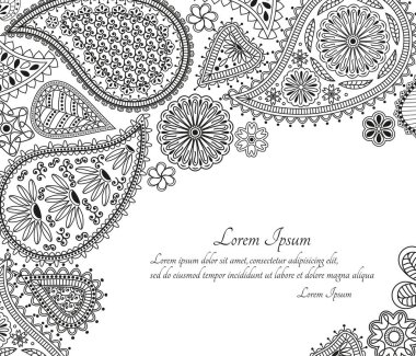 Tebrik kartı veya şablon desenli süsleme ile. Vektör çizim.