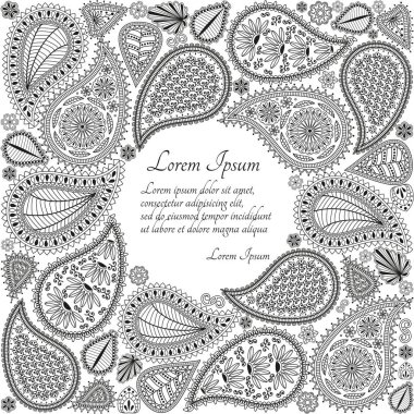 Tebrik kartı veya şablon desenli süsleme ile. Vektör çizim.