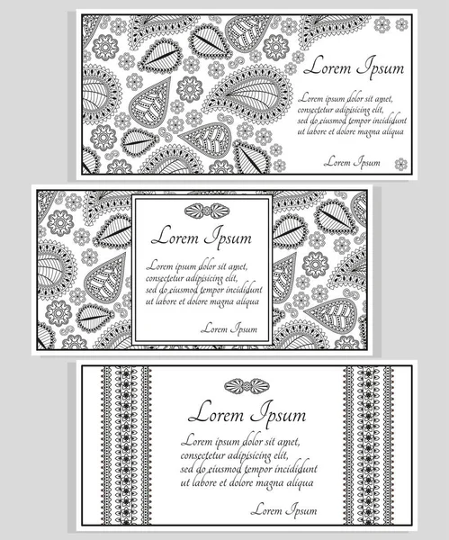 Invitation cards or templates with paisley ornament. Vector illustration. — Stock Vector