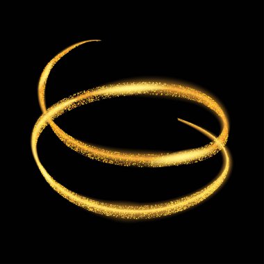 Vektör Altın ışık iz daire. Sarı neon parlayan yangın ring izleme. Saydam arka plan üzerinde Glitter sihirli ışıltı girdap etkisi