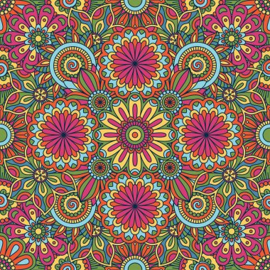 Birçok doodle çiçek çiçek arka plan yaptı. Seamless modeli. Vektör çizim.