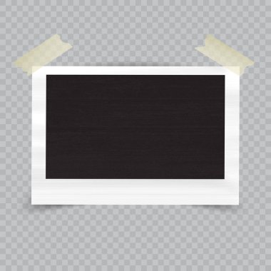 Arkaplanda şeffaf gölgesi olan eski boş gerçekçi fotoğraf çerçevesi. Aile albümünün sınırı. Tasarım ve işiniz için vektör illüstrasyonuName