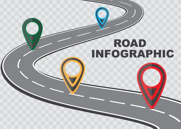 市松模様の背景、カラフルなピン ポインター、ベクトル図とビジネス infographics の通りの道路地図 — ストックベクタ