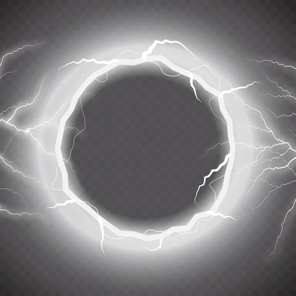 Lightning vector ronde tekst frame op transparante achtergrond — Stockvector