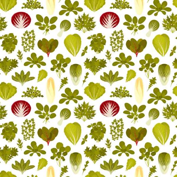 Seamless mönster med grönsallad växter. Mat bakgrund — Stock vektor