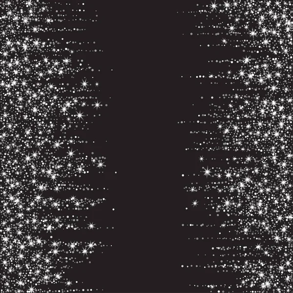 Explosion festive de confettis. Fond paillettes or pour la carte, invitation. Éléments décoratifs de vacances. Illustration de particules brillantes et d'étoiles tombantes isolées sur fond sombre — Image vectorielle