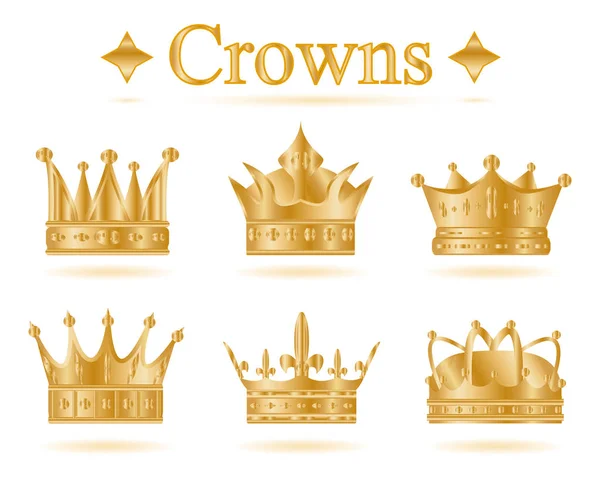 Set of gold king crown .Vector illustration — Stock Vector