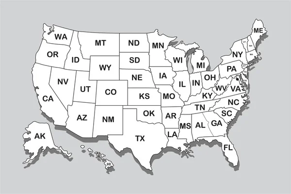 Carte du monde politique avec ombre isolée sur fond gris, illustration vectorielle — Image vectorielle