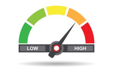 Hız göstergesi düz simgesi. İşareti renkli hız göstergesi. Web tasarım, mobil ve infographics için vektör logo