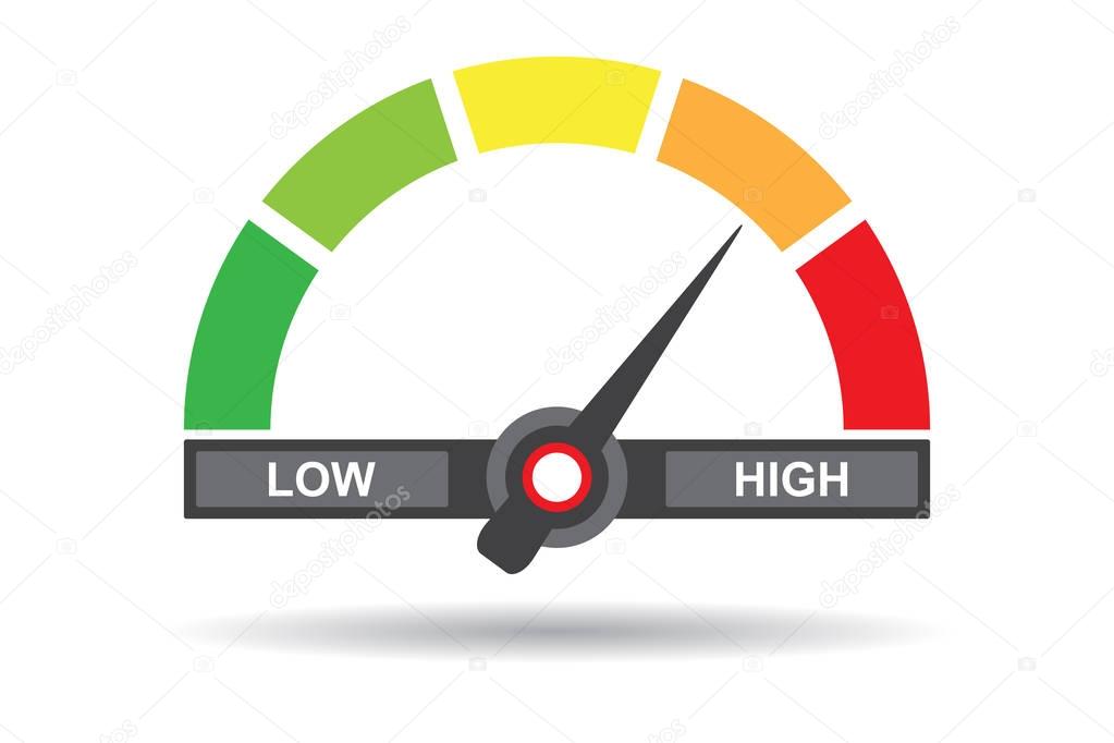 Speedometer flat icon. Sign colorful speedometer. Vector logo for web design, mobile and infographics.
