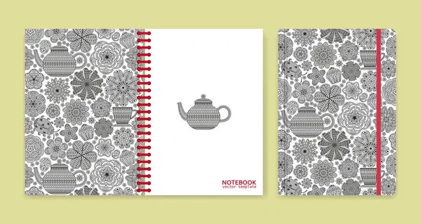 Diseño de portada para cuadernos o álbumes de recortes con hermosos ornamentos — Vector de stock