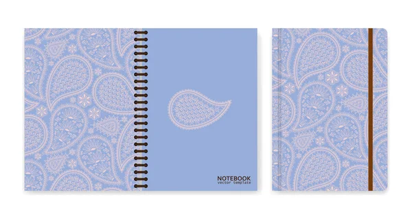 Diseño de portada para cuadernos o álbumes de recortes con hermoso paisley ornamental — Vector de stock