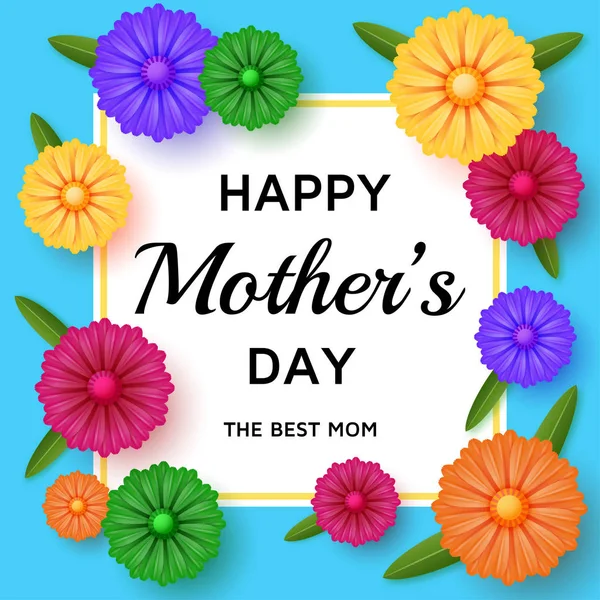 Cute Happy Mothers Day background in paper art style — Stock Vector