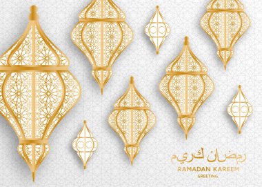 Ramazan Kareem arka plan. İslami Arapça fener. Vektör çizim.