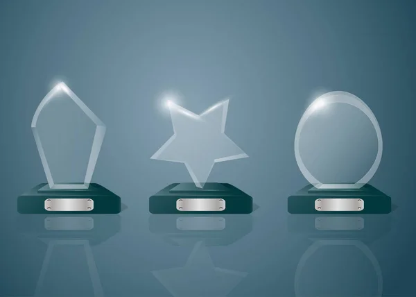 Concursos deportivos colección de trofeos de vidrio — Vector de stock