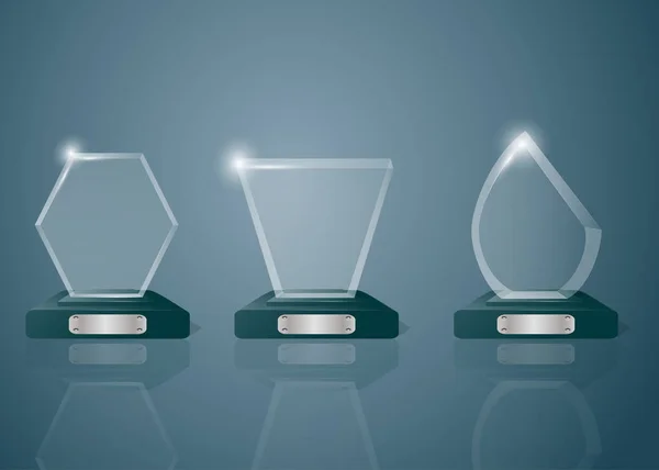 Concursos deportivos colección de trofeos de vidrio — Vector de stock