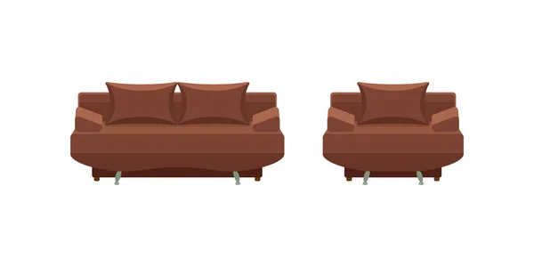 Πολύχρωμο εικονίδιο καρέκλα και καναπέ. Συλλογή επίπλων για το σπίτι εσωτερικούς χώρους — Διανυσματικό Αρχείο