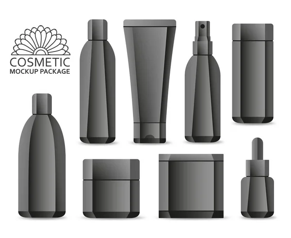 Ensemble d'emballages vierges pour produits cosmétiques isolés sur fond blanc — Image vectorielle
