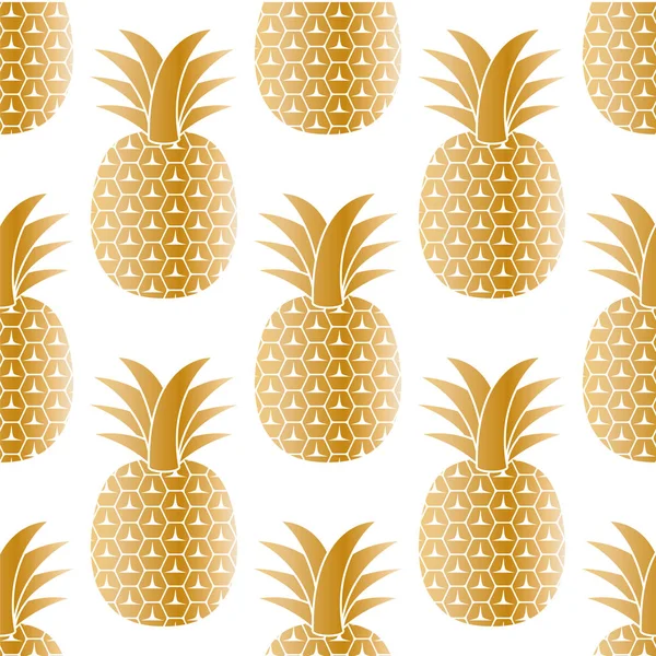 Fond doré sans couture avec ananas — Image vectorielle