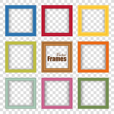 Gölge ile çok renkli gerçekçi çerçeveleri kümesi