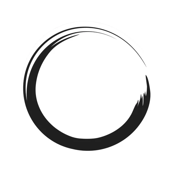 Vector black paint brush circle stroke. Abstract japanese style hand drawn black ink circle — Stock Vector