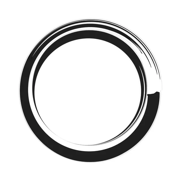 Vector zwarte penseel cirkel slag. Abstract japans stijl hand getrokken zwarte inkt cirkel — Stockvector
