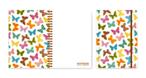 Diseño de portada para cuadernos o álbumes de recortes con mariposas — Vector de stock