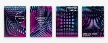 Yarı ton noktaları ve neon degradeler broşür tasarımı