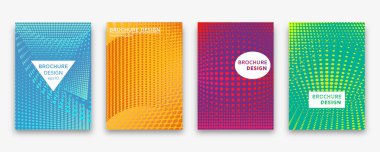 Yarı ton noktaları ve neon degradeler broşür tasarımı