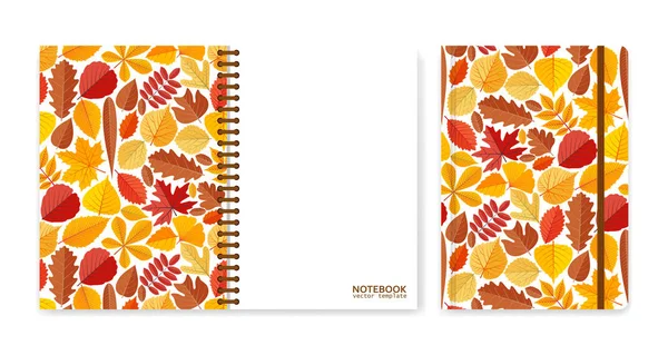 Diseño de portada para cuadernos o álbumes de recortes con hojas de otoño — Vector de stock