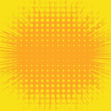 Yarım ton efektli sarı kapak. Klasik pop sanatı retro vektör illüstrasyonu