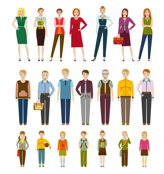 Sevimli çizgi film karakterleri. Erkek, kadın ve çocuklar