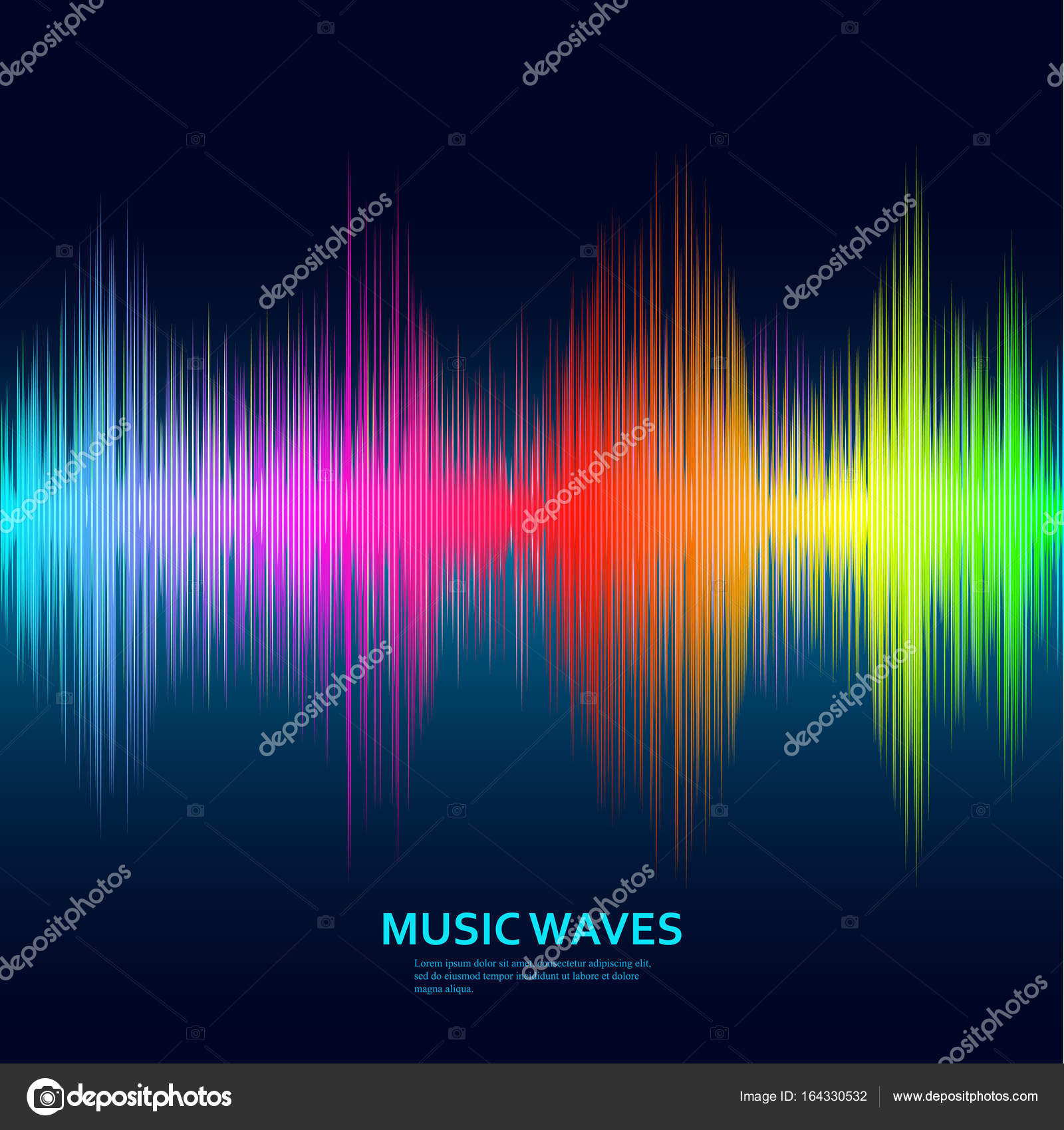Music waves background. Rainbow sound music equalizer — Stock Vector