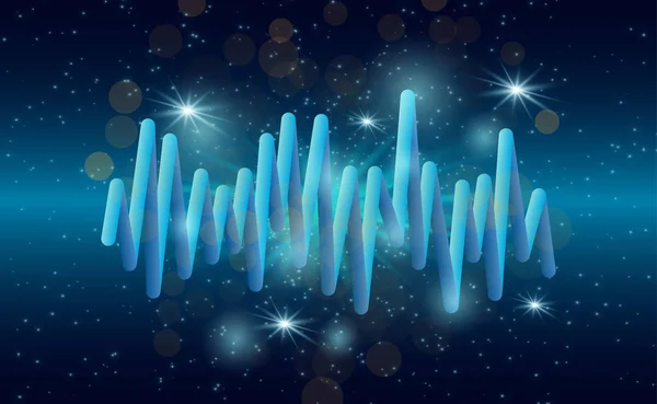 Muziek golven achtergrond. 3D-geluid muziek equalizer met verlichting — Stockvector