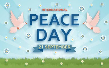 Uluslararası Barış günü arka plan güvercinler ile