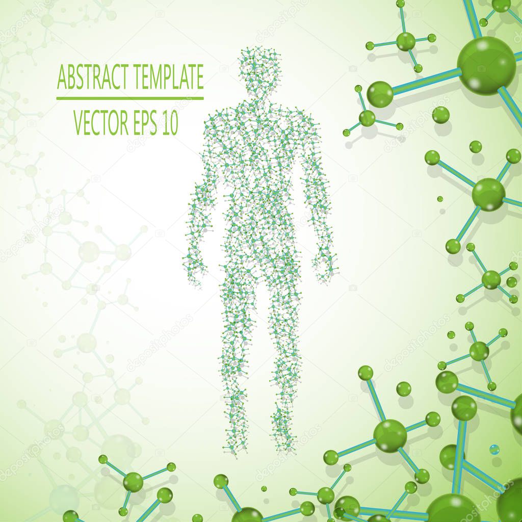 Abstract molecule based human figure concept, vector illustration