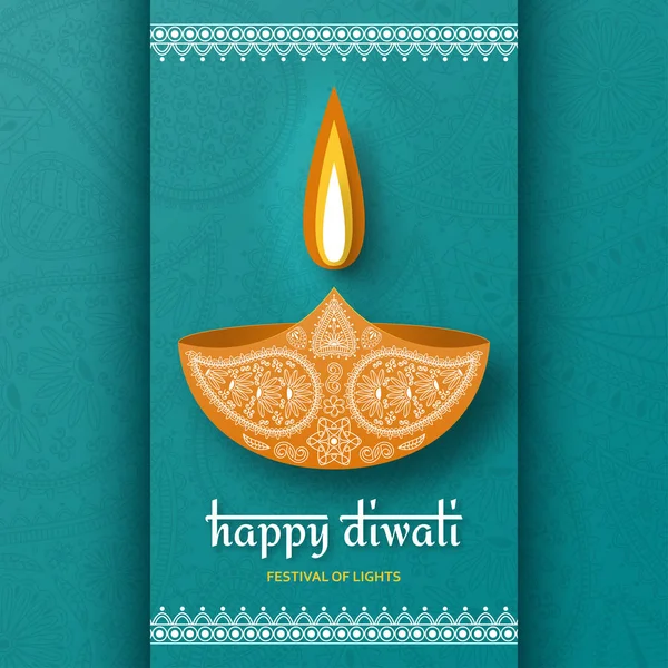 Carte de voeux pour la célébration du festival Diwali en Inde — Image vectorielle