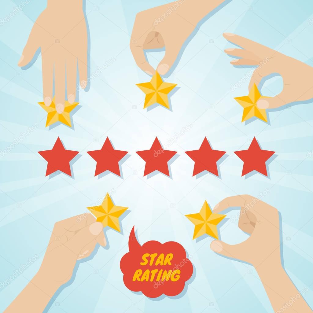 Hands giving five stars rating